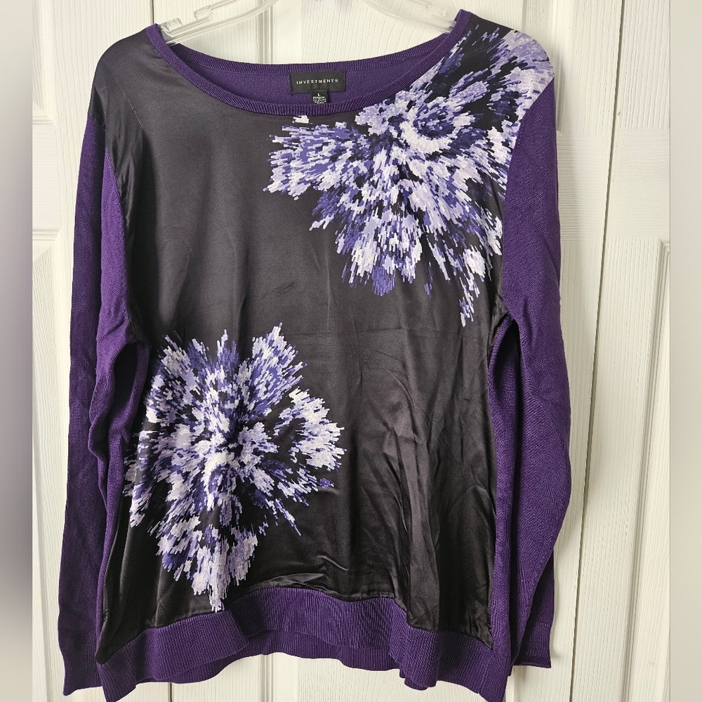 Sz Large Investments knit top with satin panel New